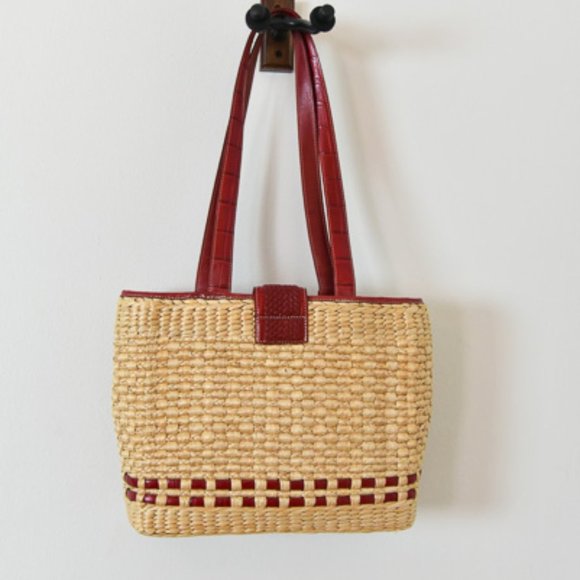 Brighton Straw Satchel with Red Leather - Picture 4 of 6